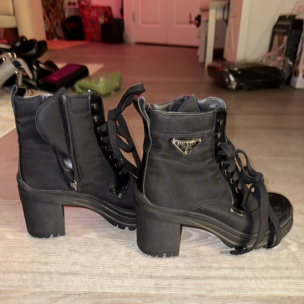 Prada Black Women's Lace-Up Ankle Boots